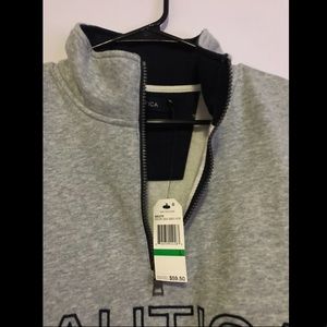Nautica gray embroidered quarter zip